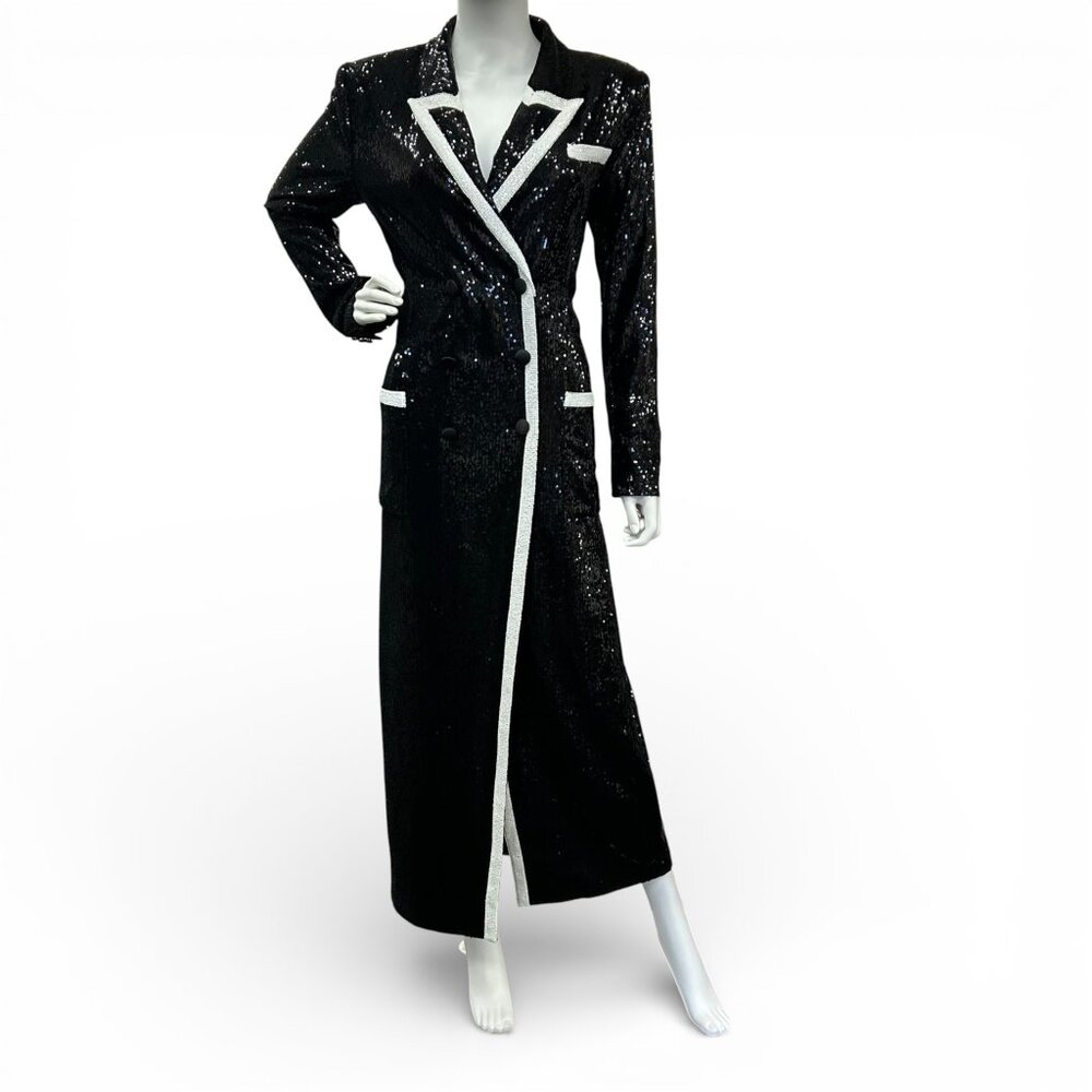 L'Agence Black & White Marlowe Sequin Tuxedo Jacket NWOT - Picture 3 of 13